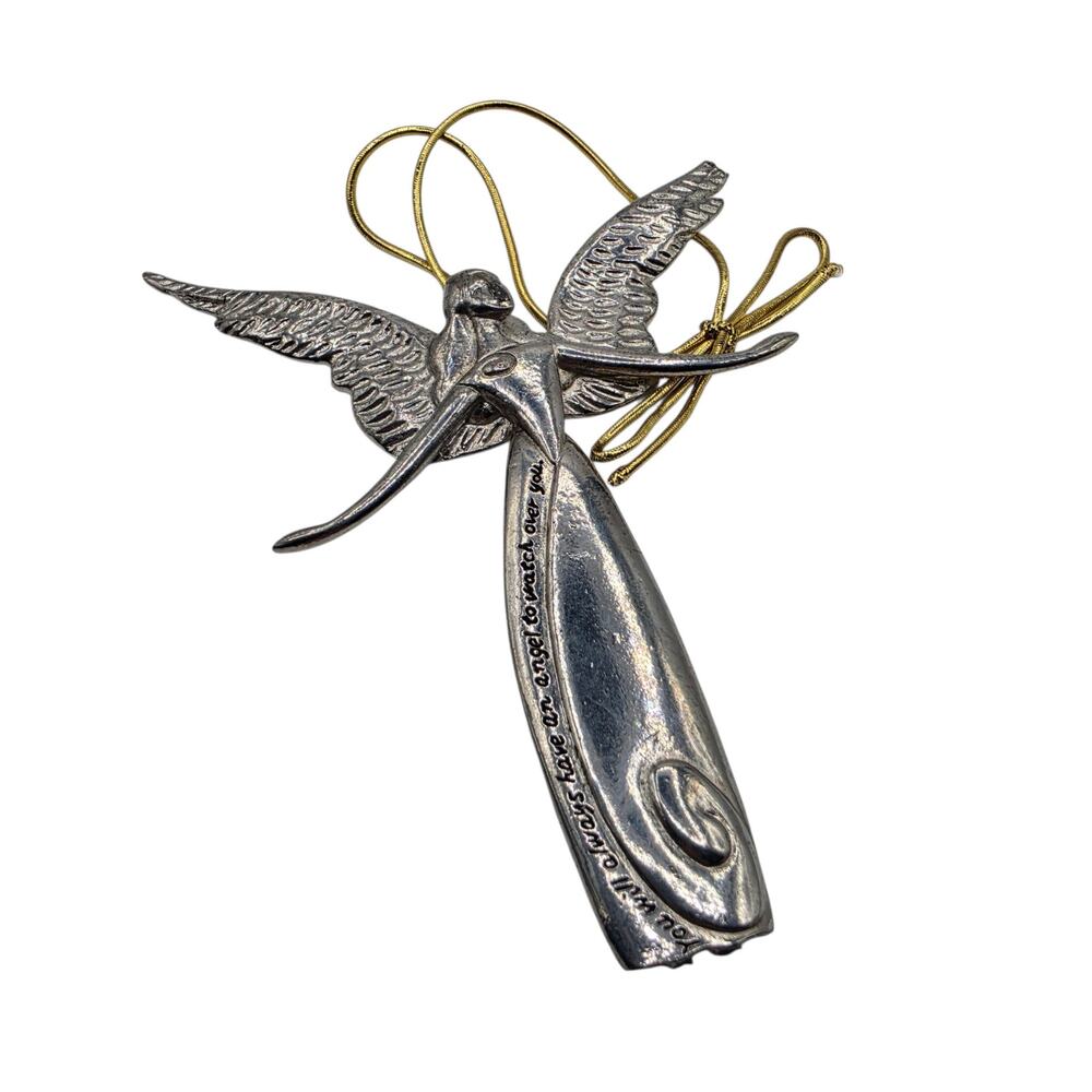 Midwest of Cannon Falls Pewter Serenity Angel Christmas Ornament 1990s Vintage